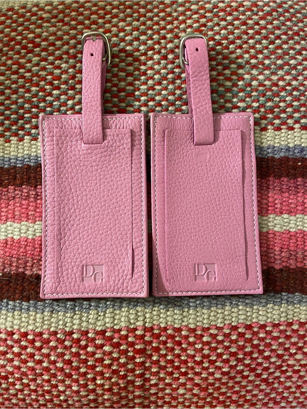 Design Guild Pink Pebbled Leather Luggage Tags - Pair